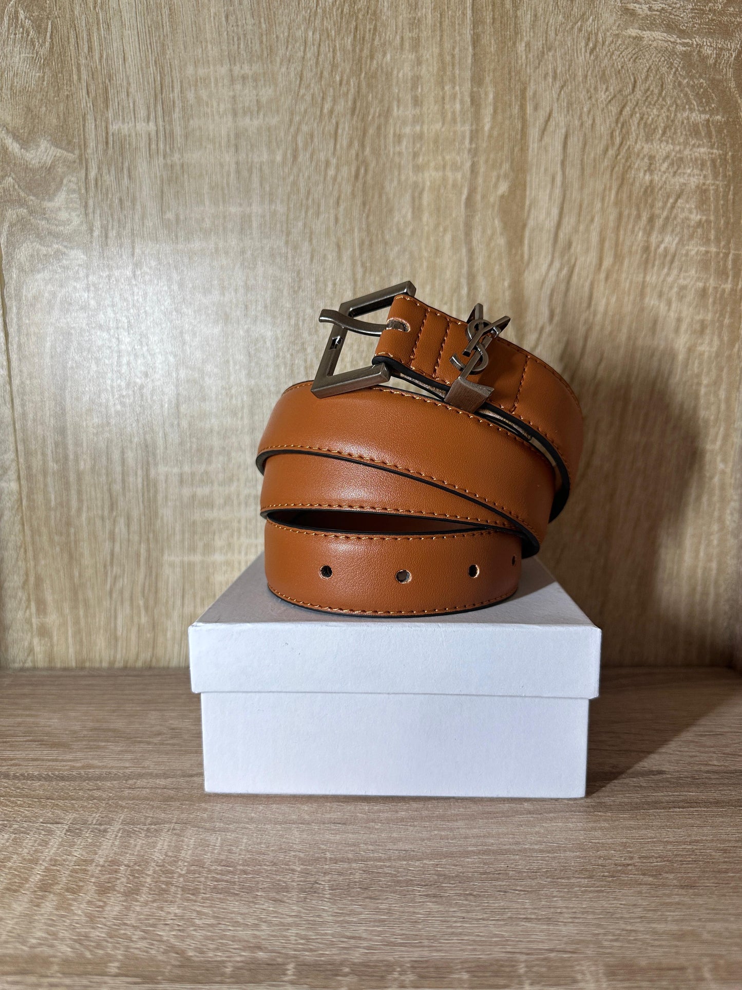 CEINTURE YSL FEMMES MARRON/SILVER