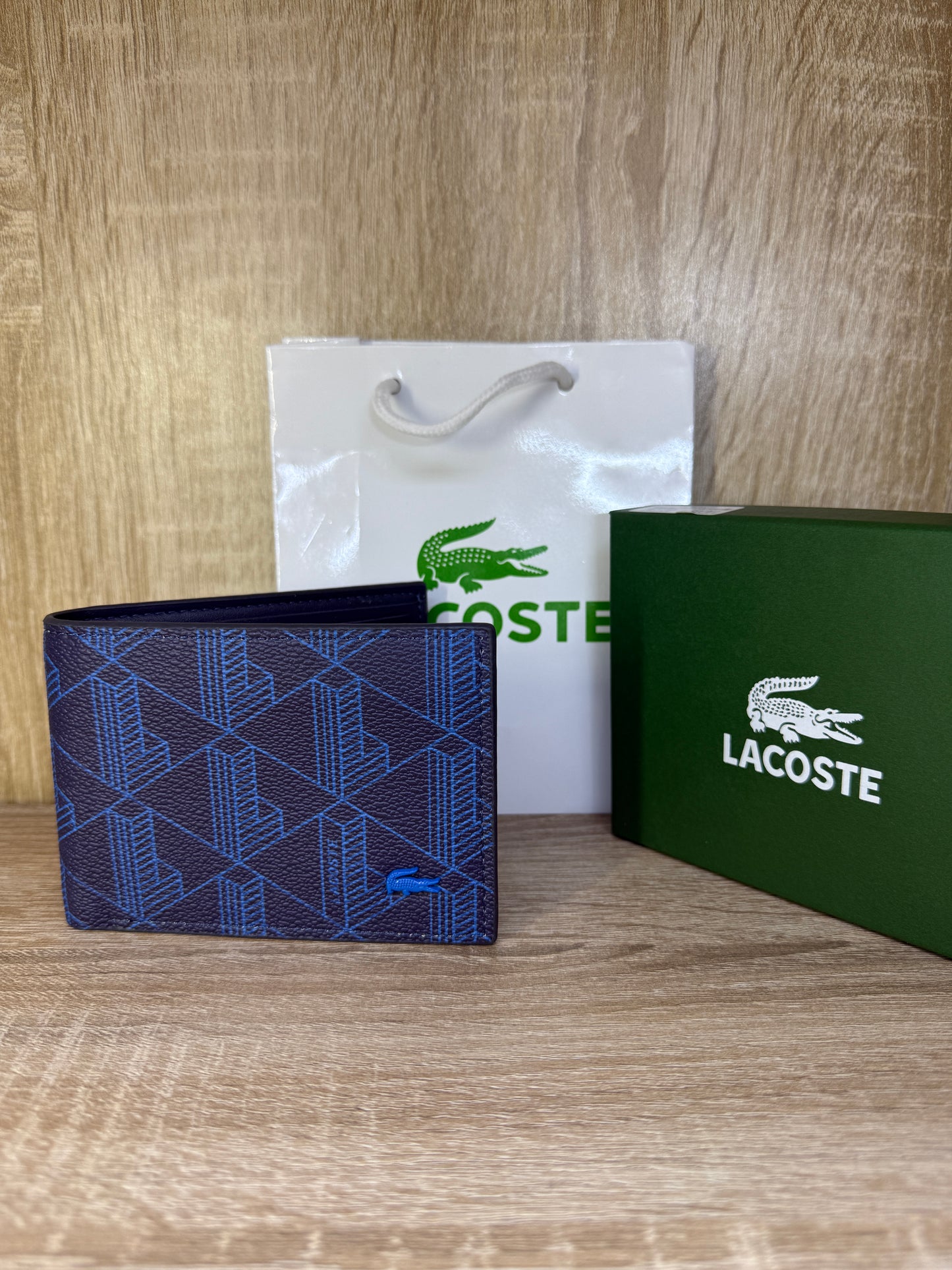 PORTE MONNAIE LACOSTE BLEU HOMMES AVEC SACHET