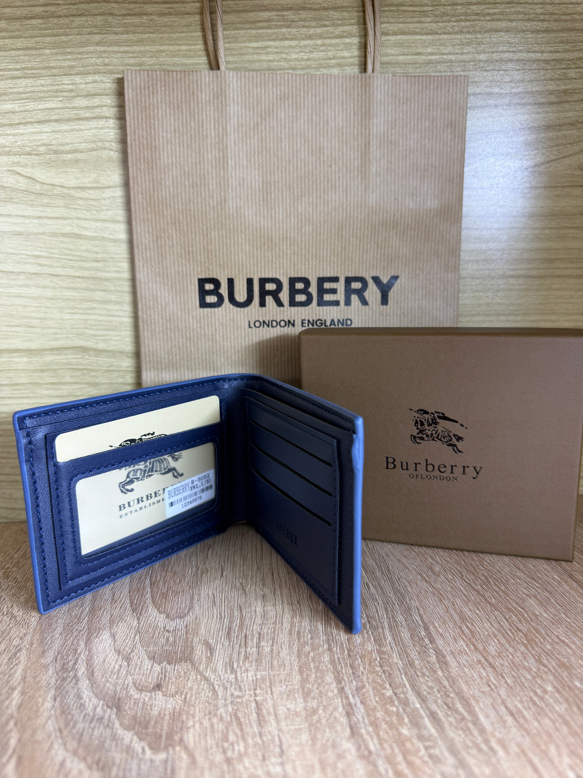 PORTE MONNAIE BURBERRY HOMMES BLEU AVEC SACHET
