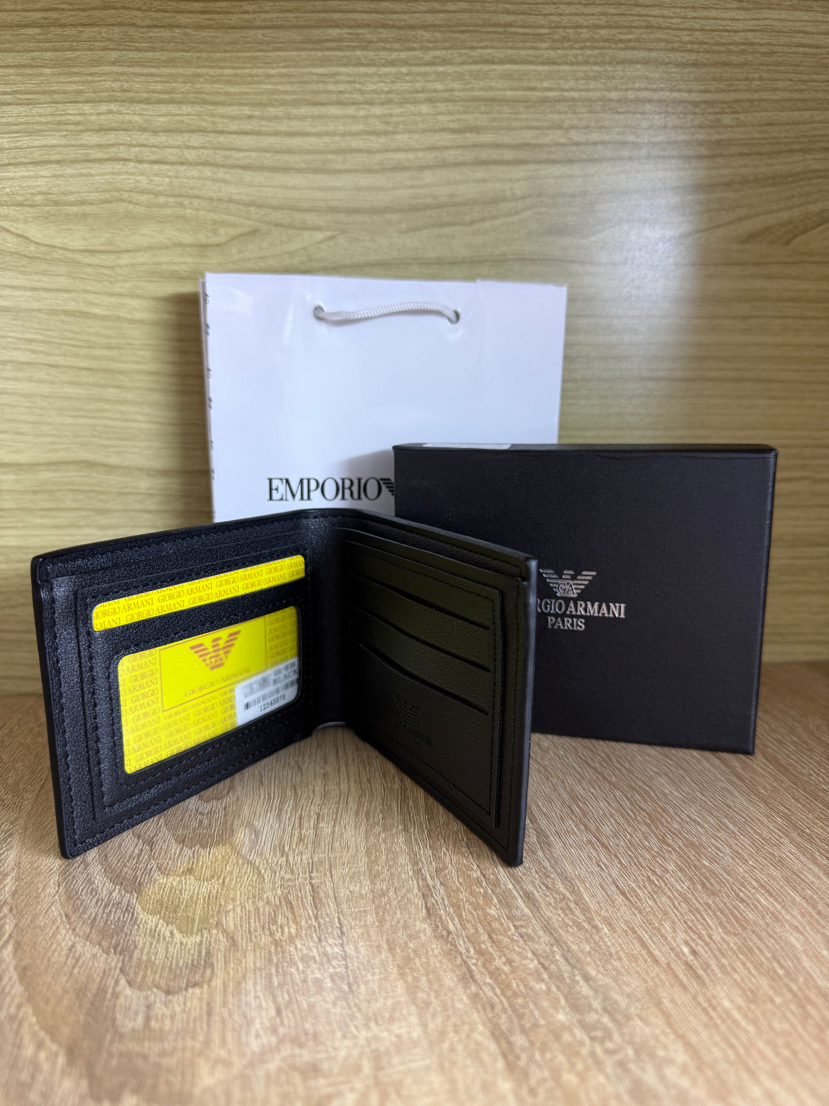 PORTE MONNAIE ARMANI HOMMES 3 NOIR AVEC SACHET