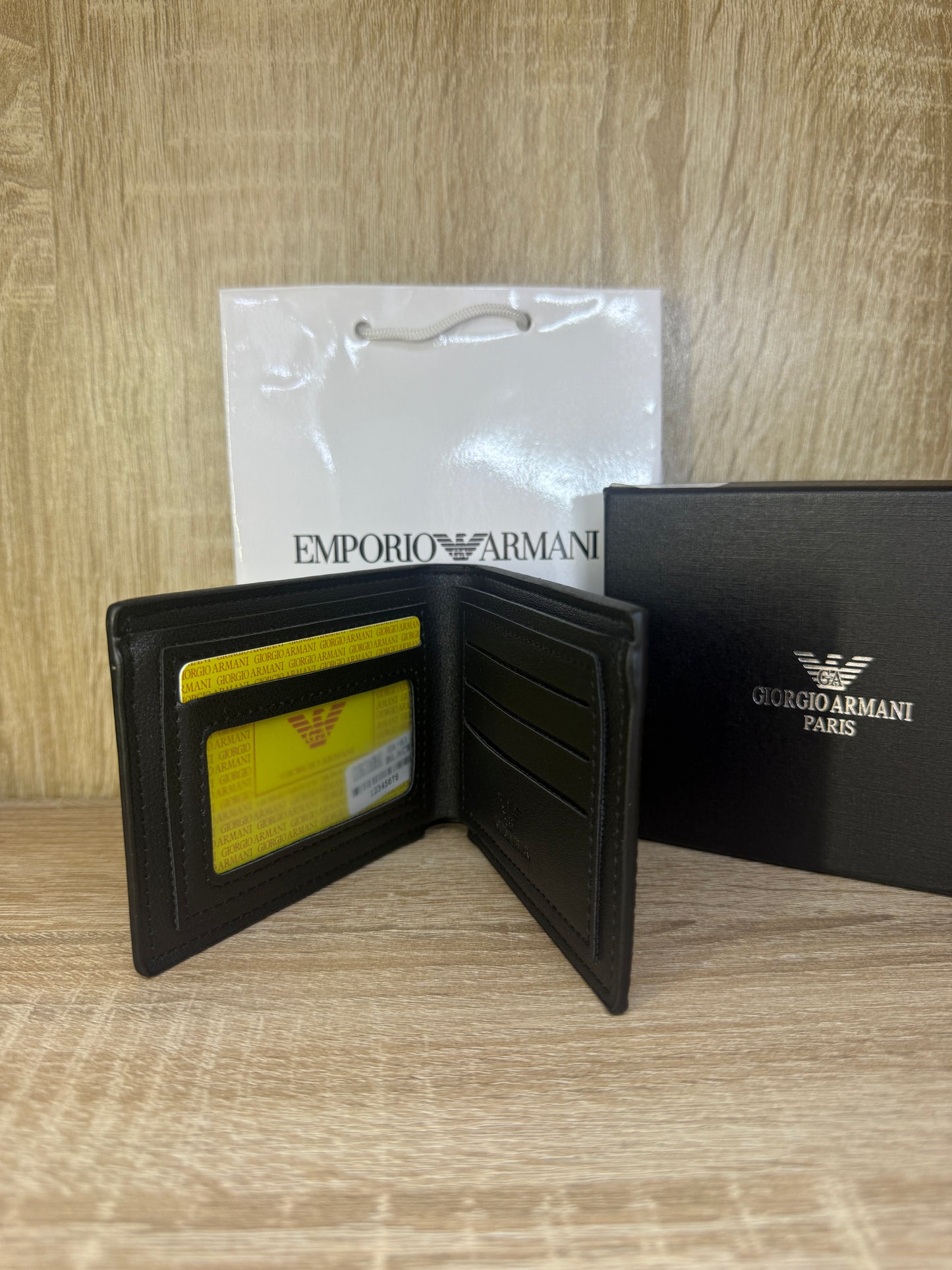 PORTE MONNAIE ARMANI HOMMES 2 NOIR AVEC SACHET