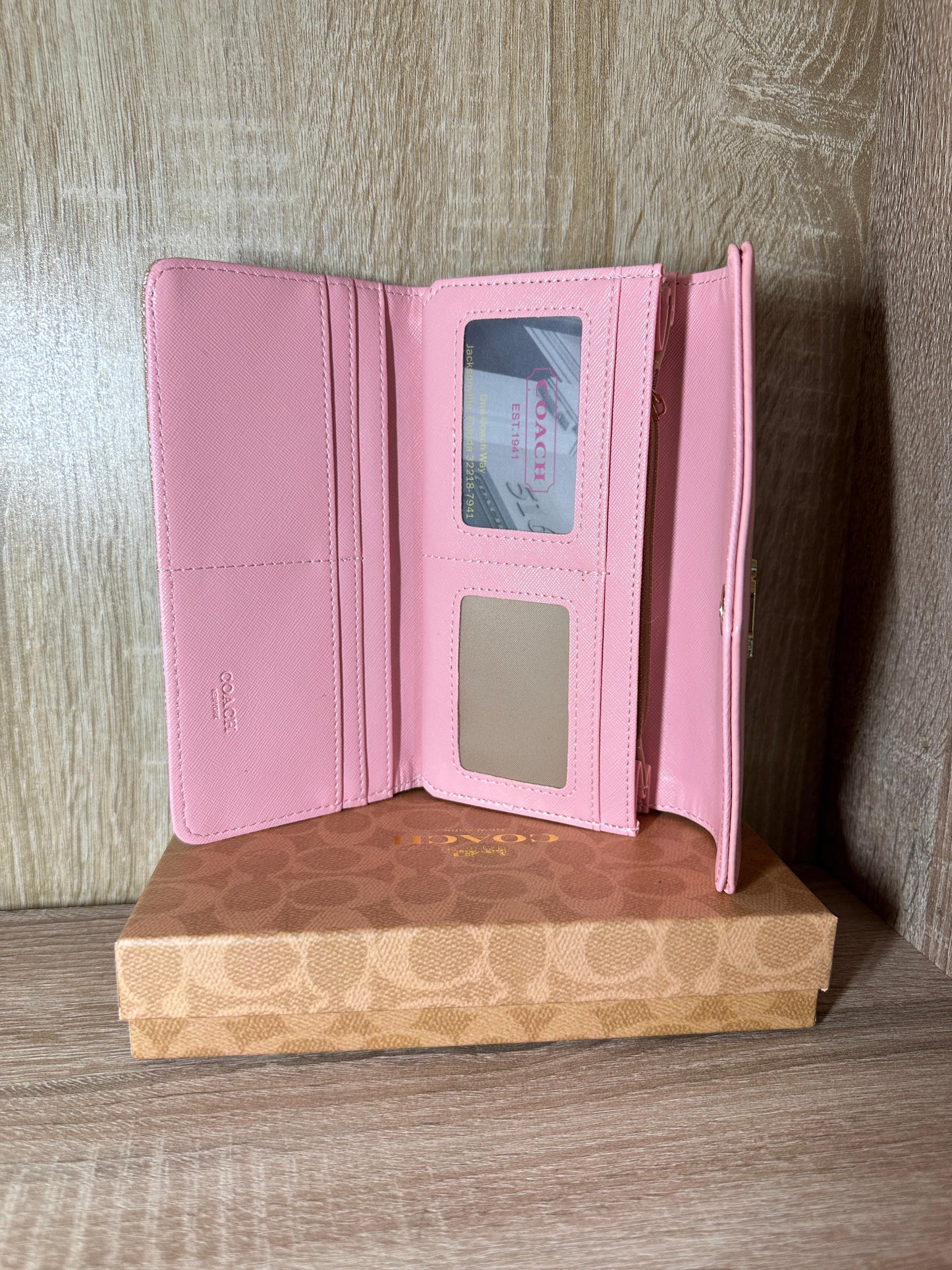 PORTE FEUILLE COACH ROSE FEMMES