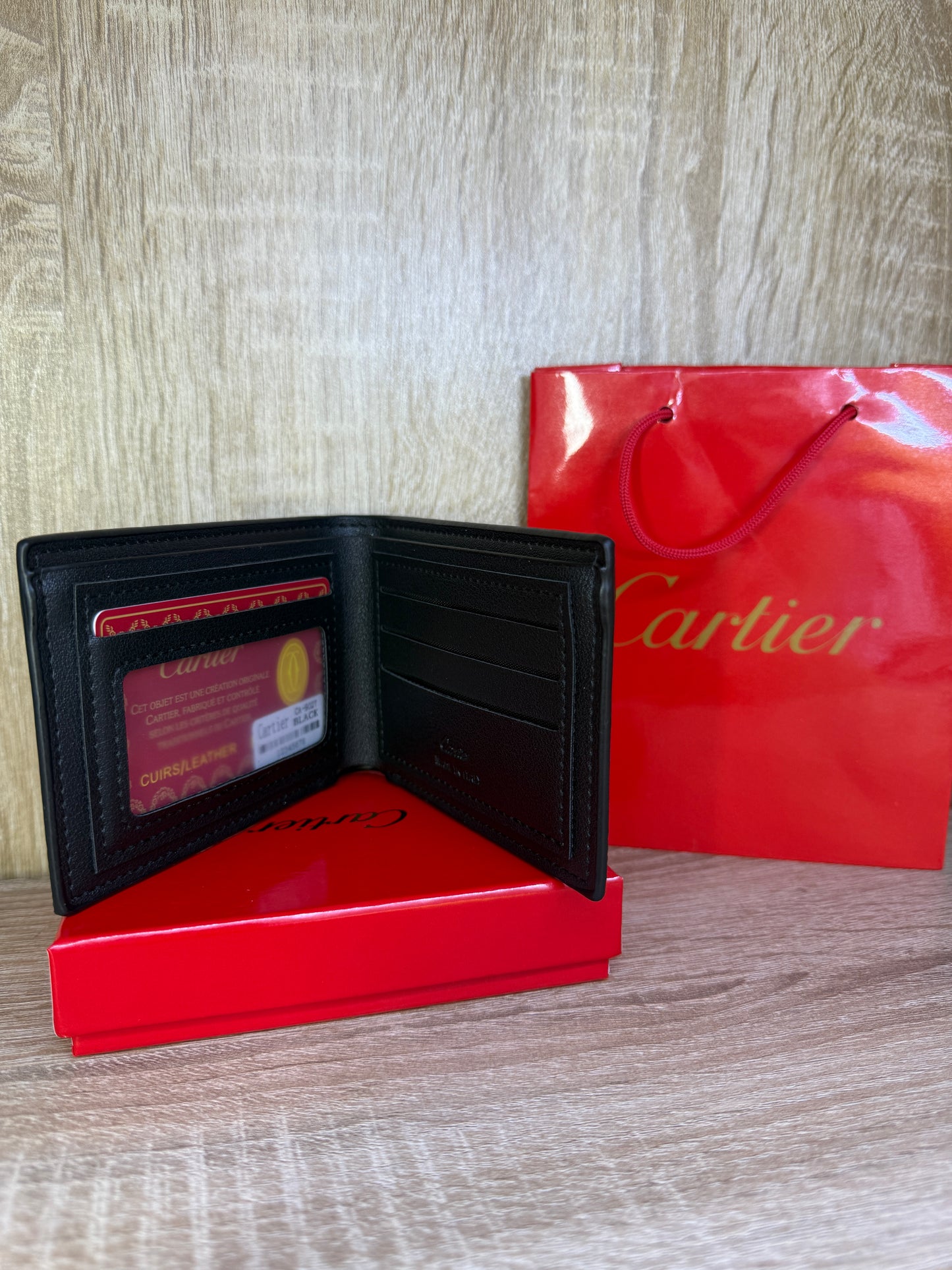PORTE MONNAIE HOMMES CARTIER FULL BLACK AVEC SACHET