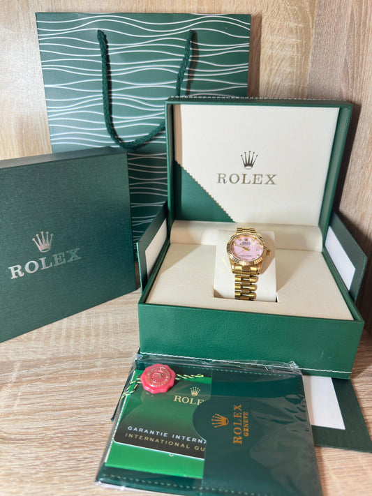 ROLEX FEMMES GOLD TABLEAU ROSE 2025 COFFRET
