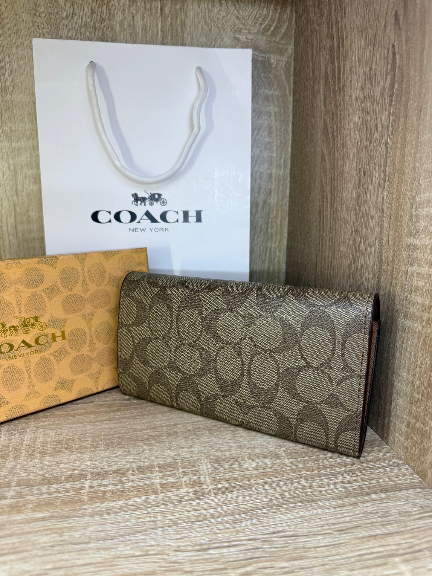 PORTE FEUILLE COACH MARRON FEMMES