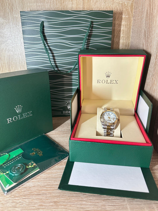 ROLEX GRIS GOLD TABLEAU BLANC FEMMES COFFRET