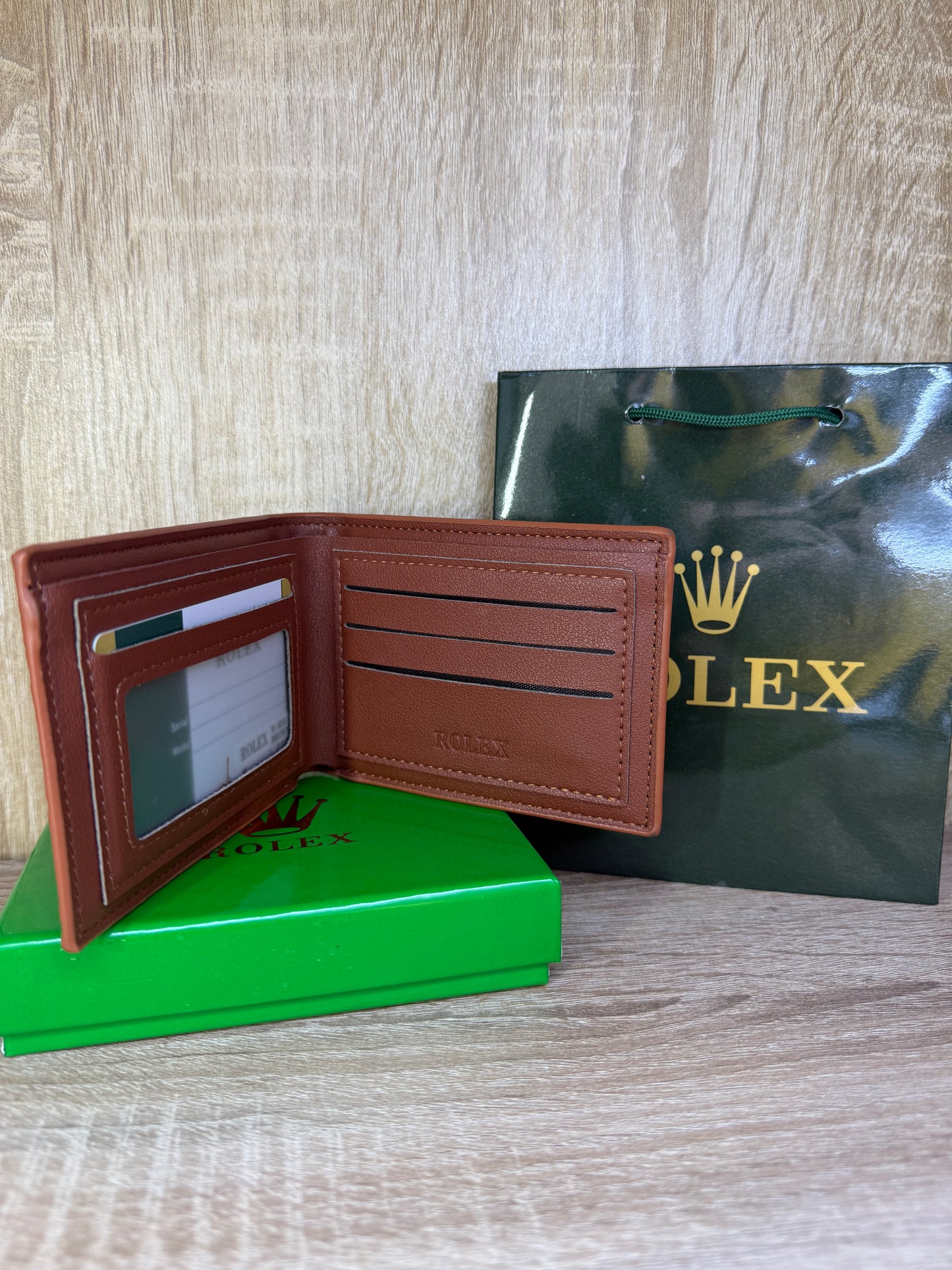 PORTE MONNAIE HOMMES ROLEX MARRON AVEC SACHET