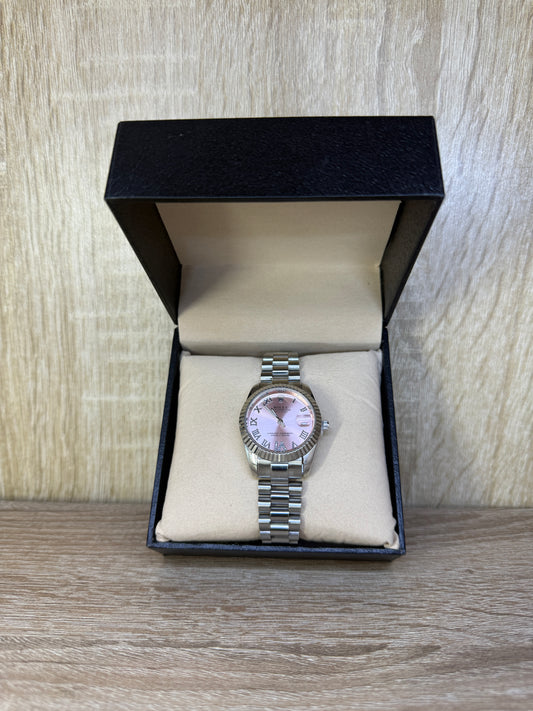 ROLEX FEMMES GRIS TABLEAU ROSE CHIFFRE ROMAIN BOITE SIMPLE