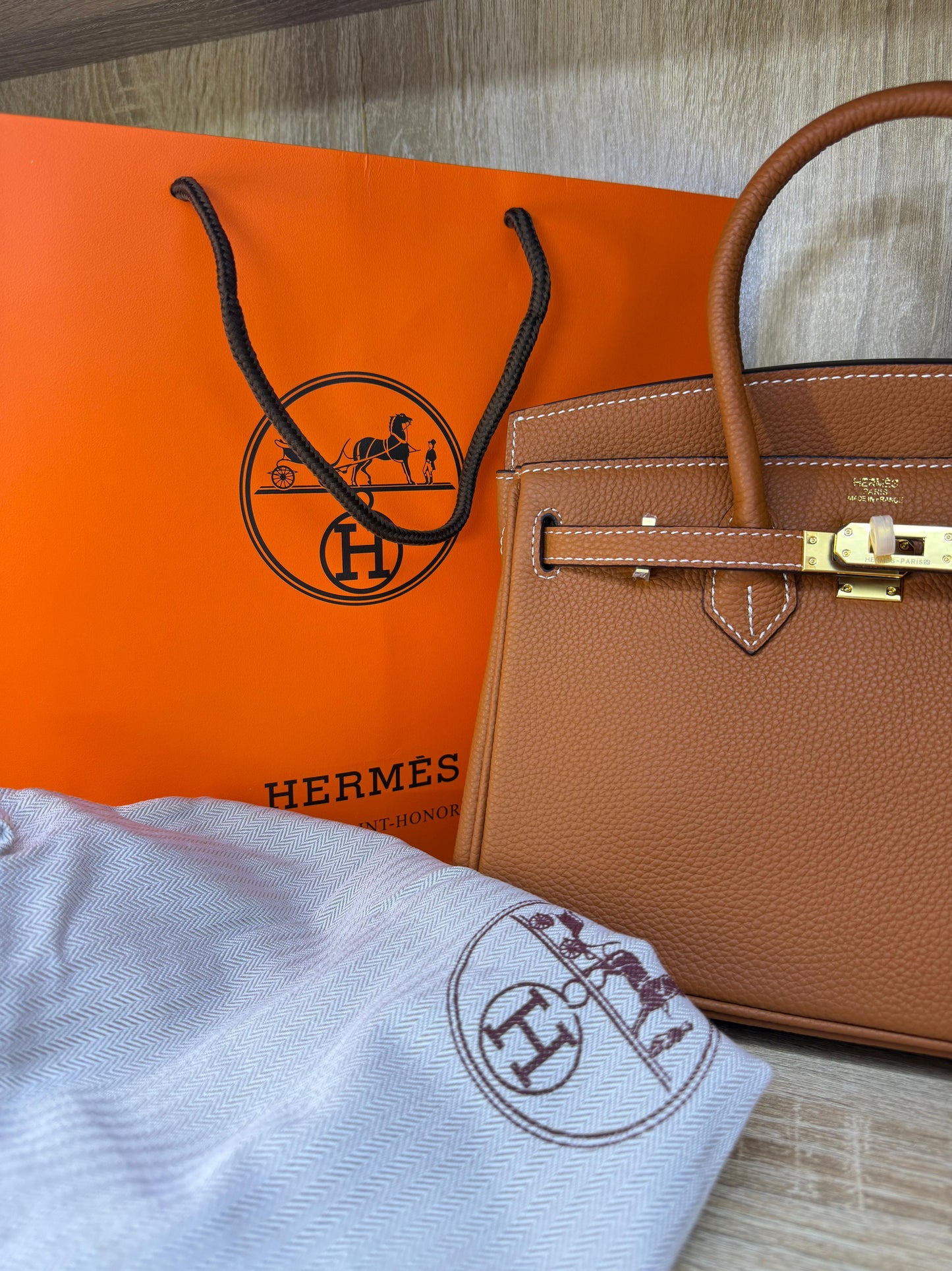 SAC HERMES MARRON MIRROR QUALITY 100% CUIR