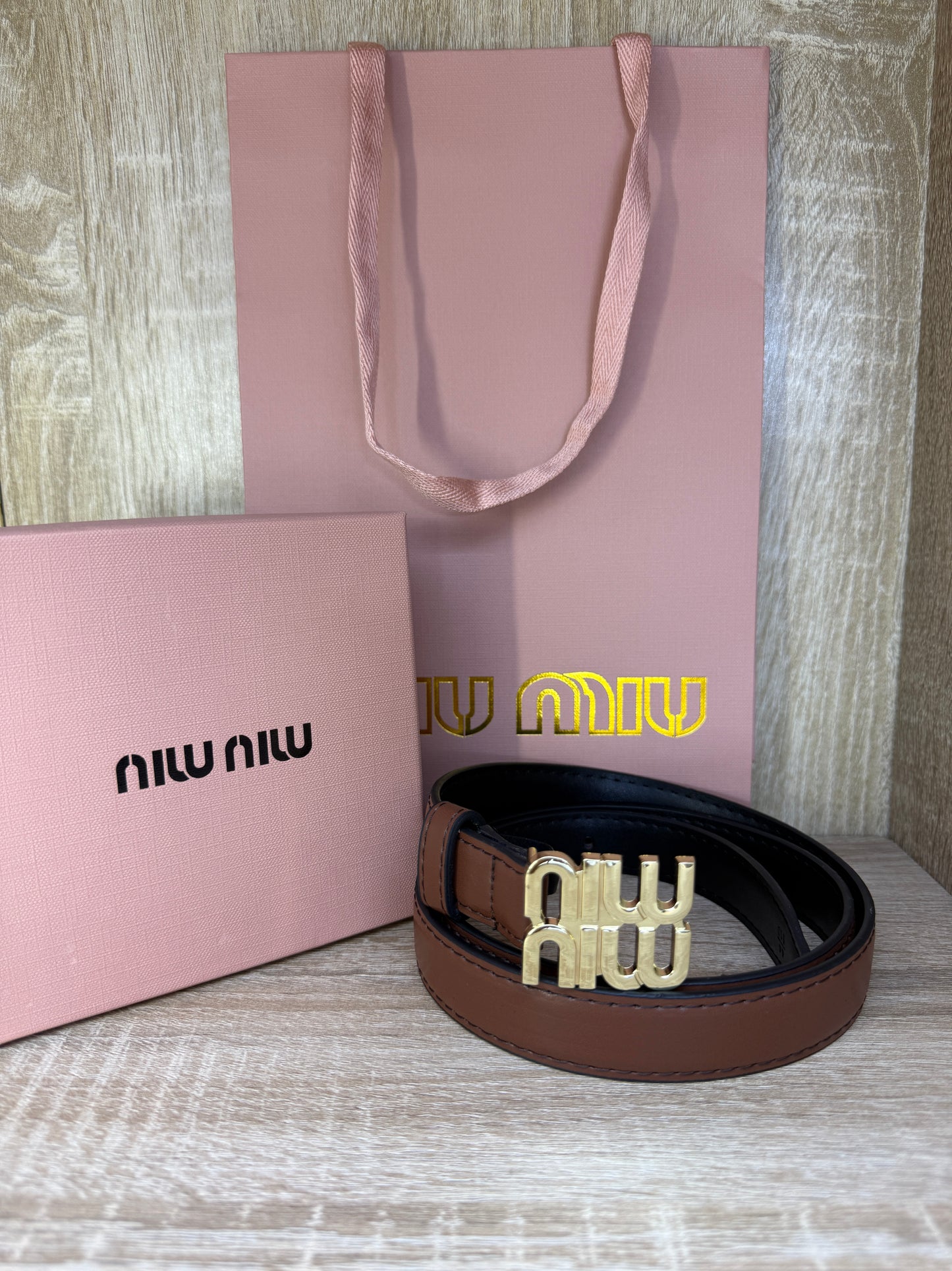 CEINTURE MIUMIU FEMMES MARRON AVEC SACHET