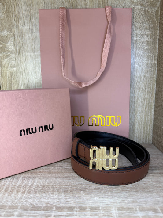 CEINTURE MIUMIU FEMMES MARRON AVEC SACHET