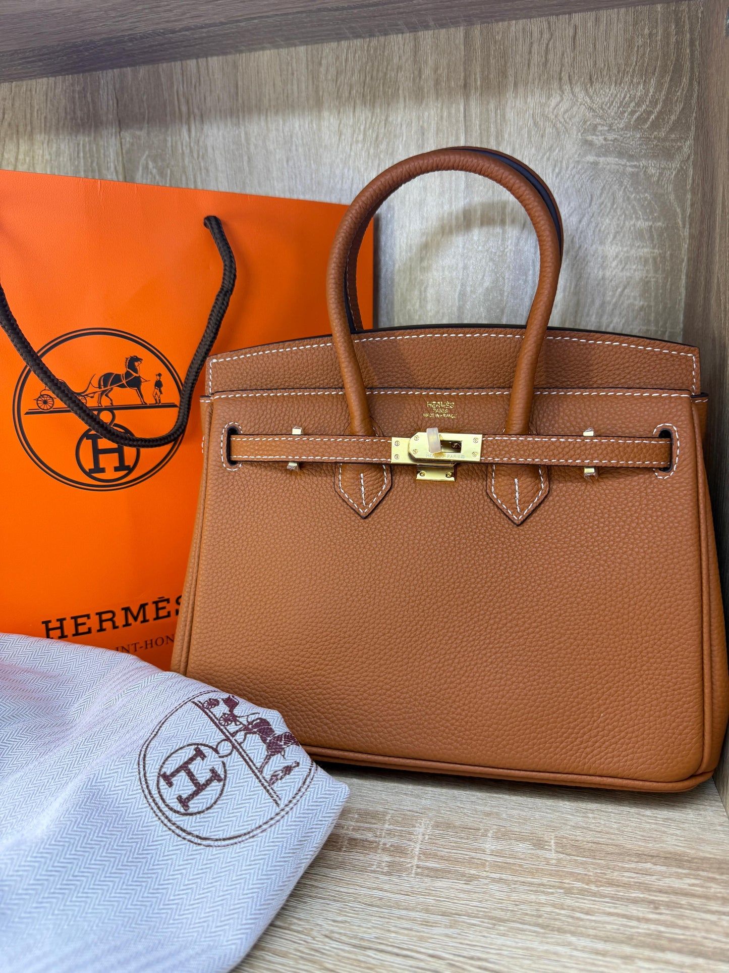 SAC HERMES MARRON MIRROR QUALITY 100% CUIR
