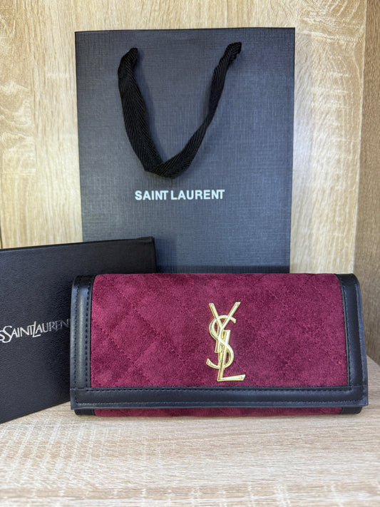PORTE FEUILLE YSL FEMMES BORDEAUX AVEC SACHET