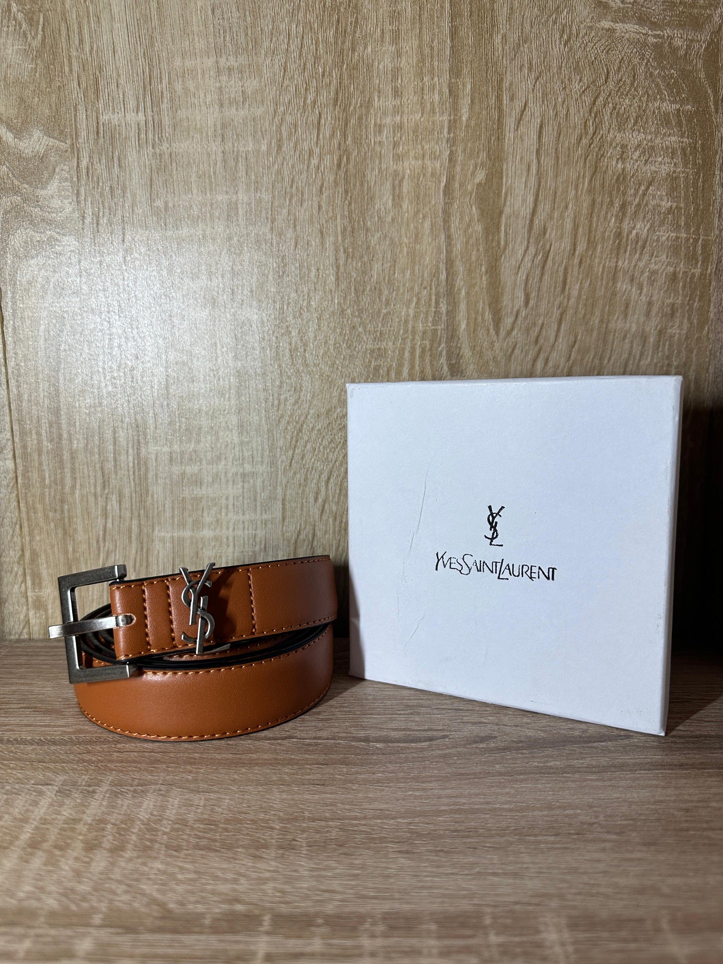 CEINTURE YSL FEMMES MARRON/SILVER