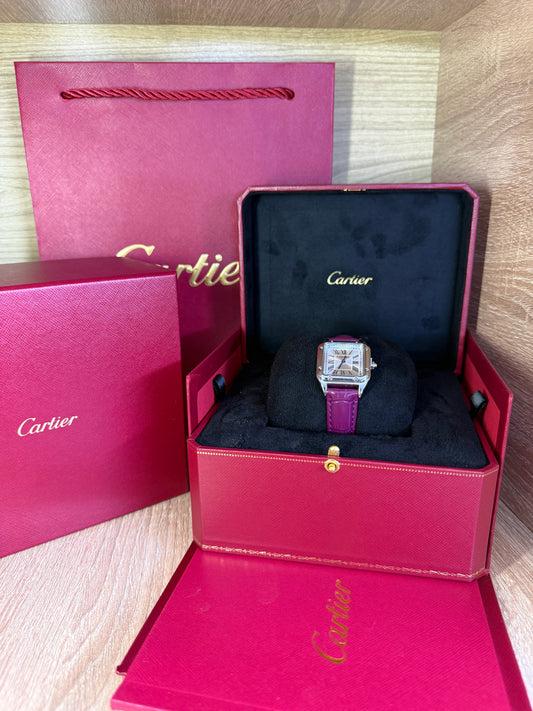 CARTIER SANTOS FEMMES CARRE CUIR AVEC COFFRET