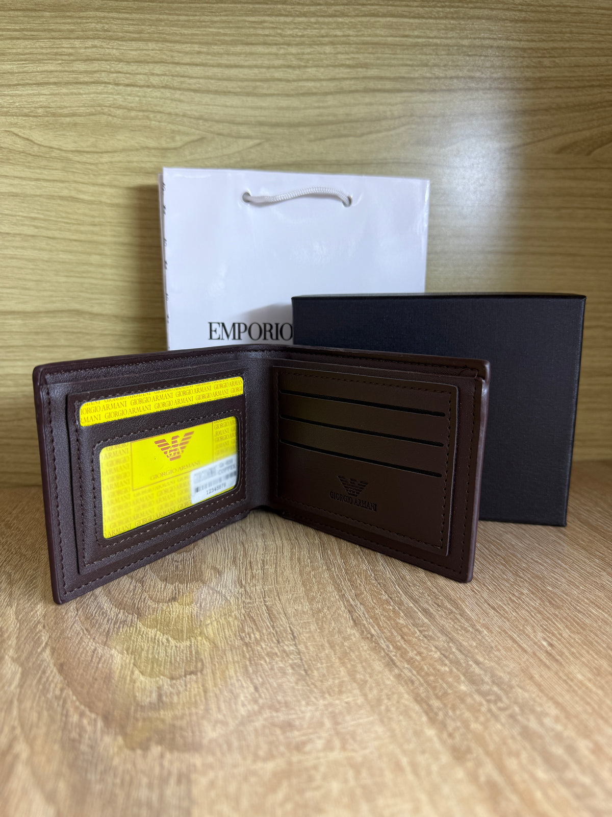 PORTE MONNAIE ARMANI HOMMES 3 MARRON AVEC SACHET