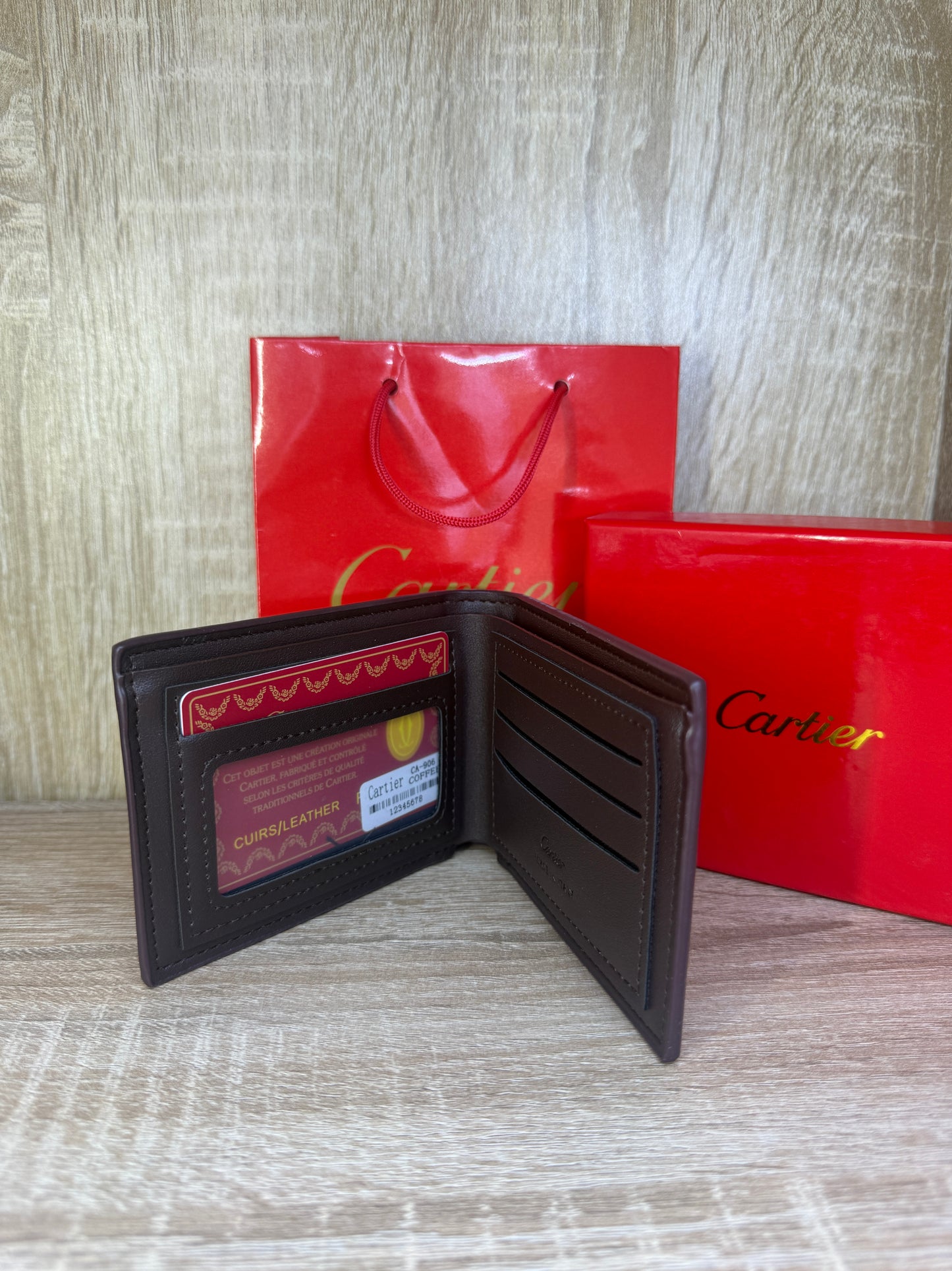 PORTE MONNAIE CARTIER MARRON HOMMES AVEC SACHET