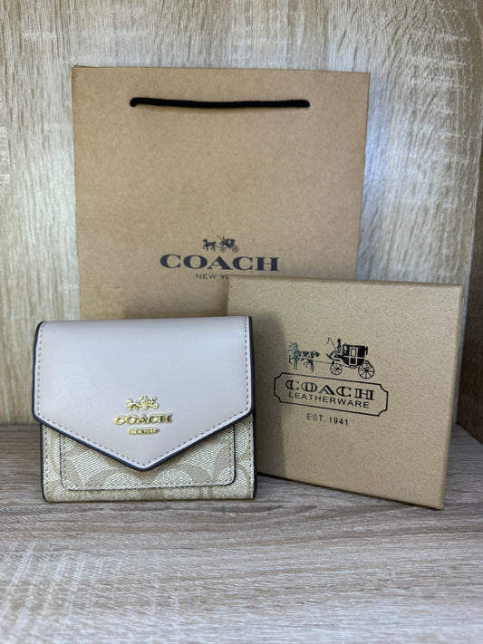PORTE MONNAIE FEMMES COACH BEIGE V AVEC SACHET