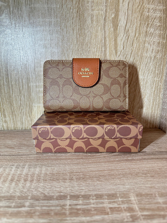 PORTE FEUILLE COACH BEIGE MOYEN