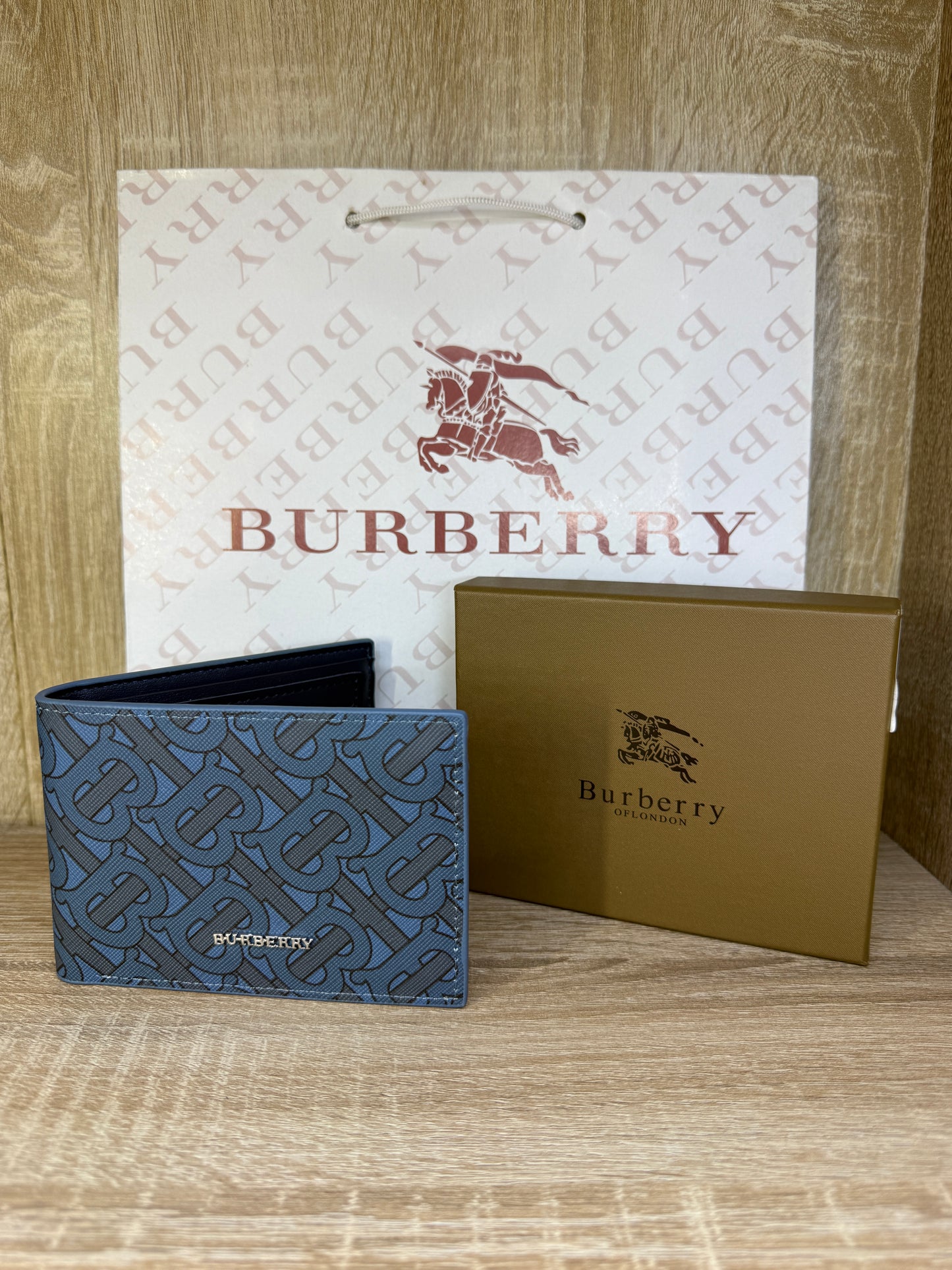 PORTE MONNAIE BURBERRY HOMMES BLEU AVEC SACHET