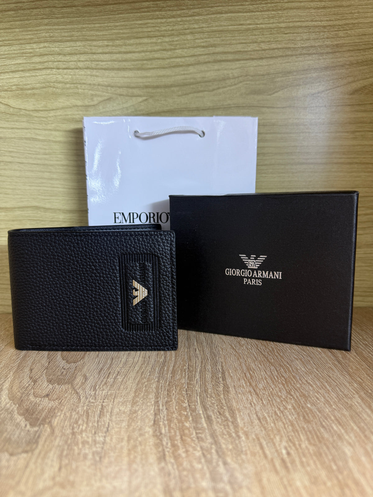 PORTE MONNAIE ARMANI HOMMES 3 NOIR AVEC SACHET