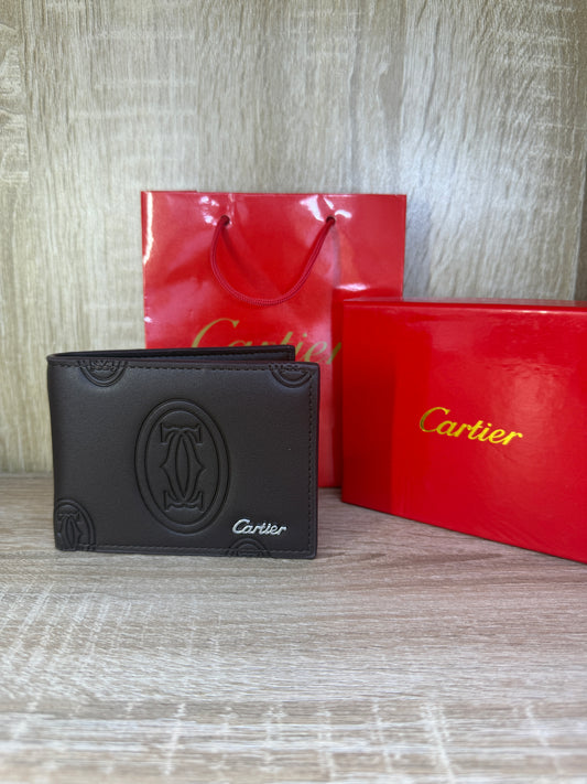 PORTE MONNAIE CARTIER MARRON HOMMES AVEC SACHET