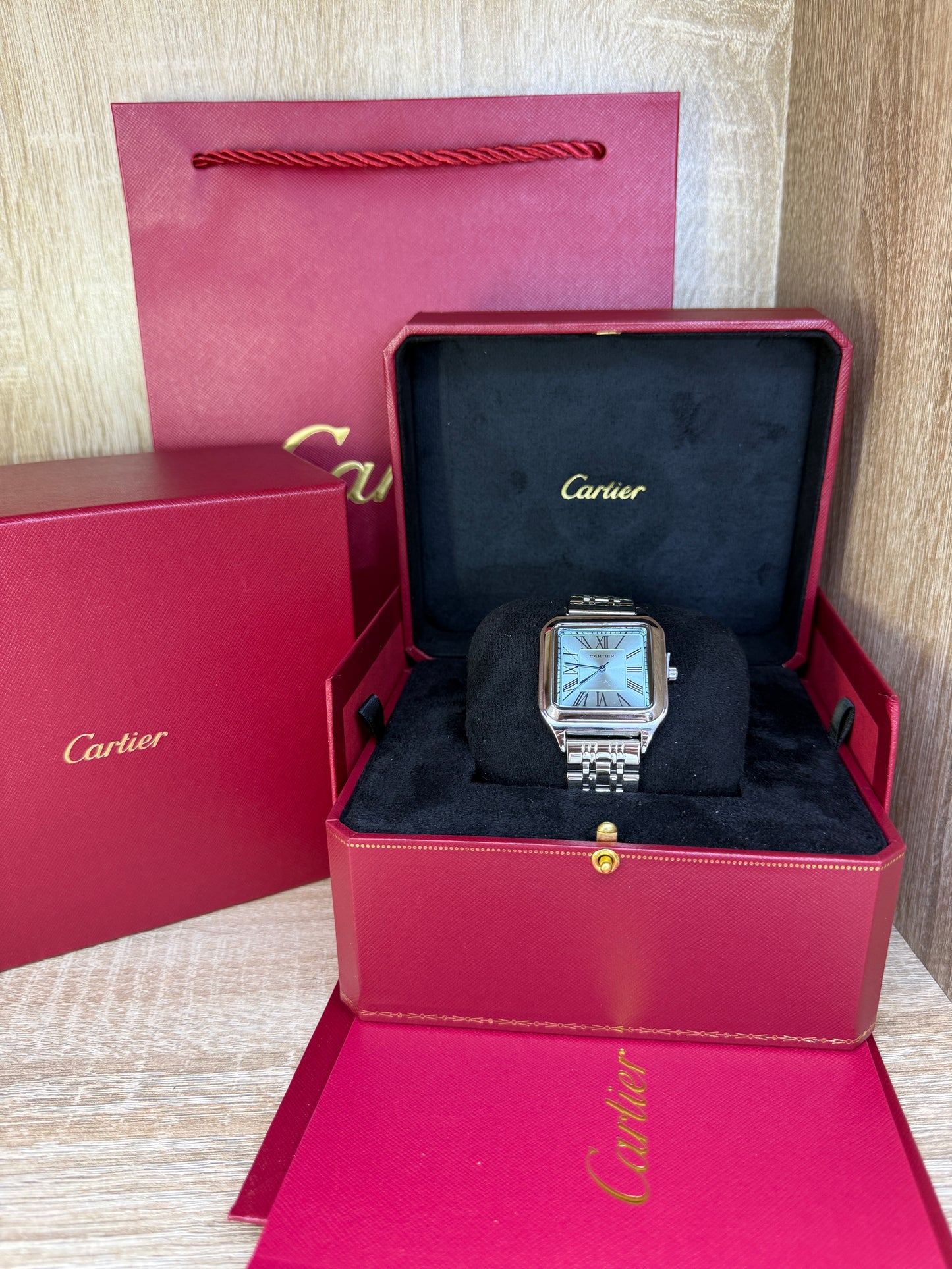 CARTIER SANTOS HOMMES BLEU CIEL COFFRET