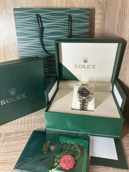ROLEX FEMMES GRIS/GOLD TB NOIR 2025 COFFRET