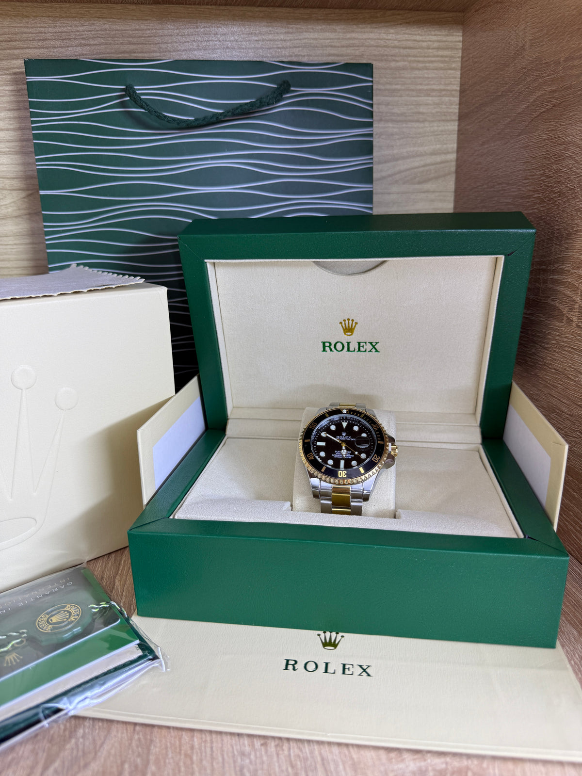 ROLEX SPRITE GRIS/GOLD TABLEAU NOIR AVEC COFFRET