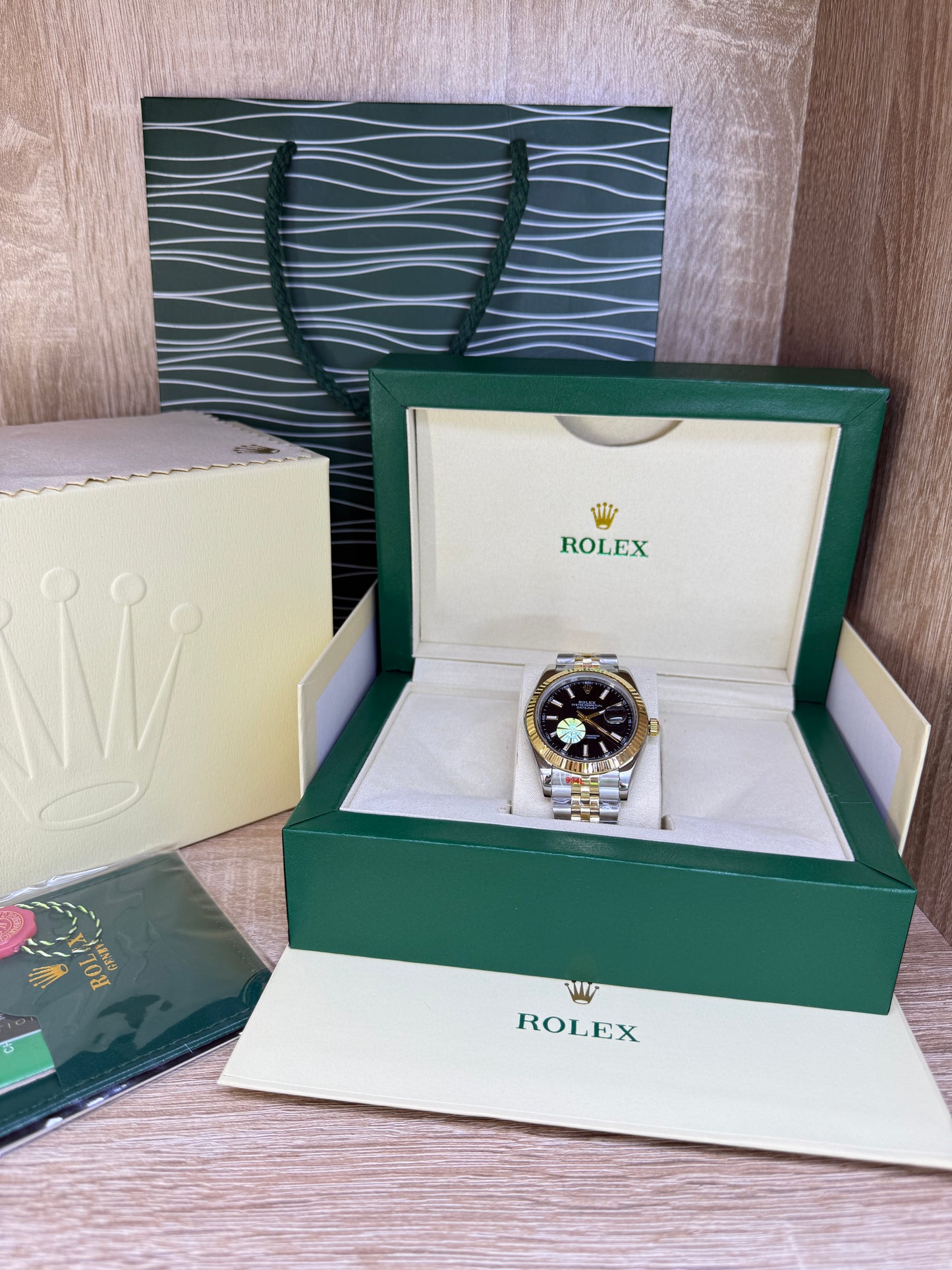 ROLEX DATEJUST GRIS/GOLD TABLEAU NOIR MASTER QUALITÉ