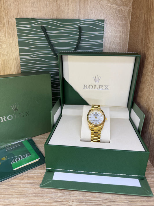 ROLEX FEMMES GOLD/BLANC COFFRET