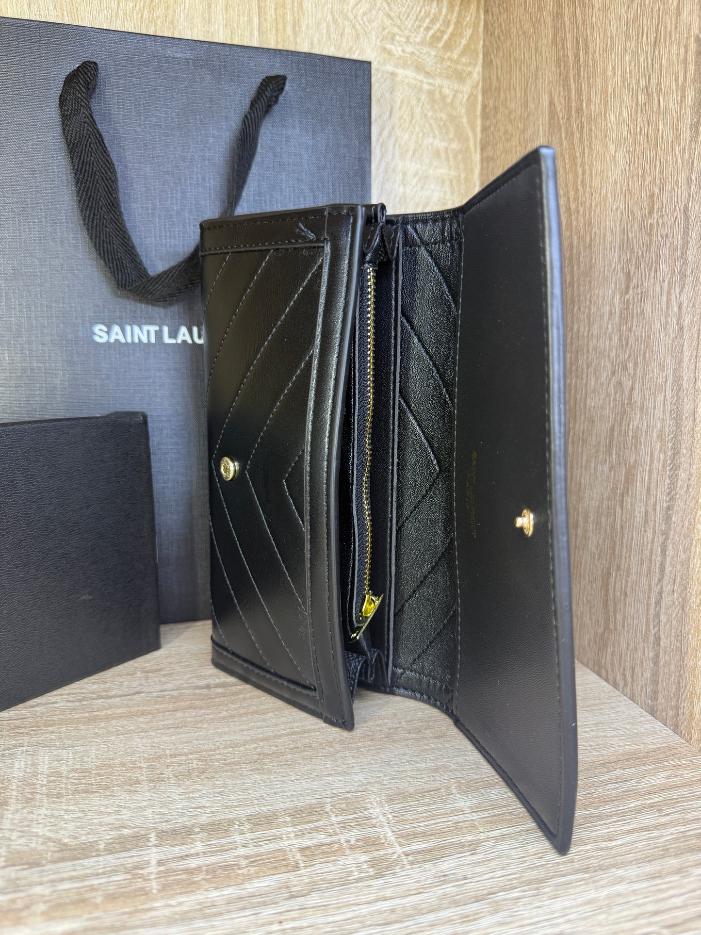 PORTE FEUILLE YSL FEMMES NOIR AVEC SACHET
