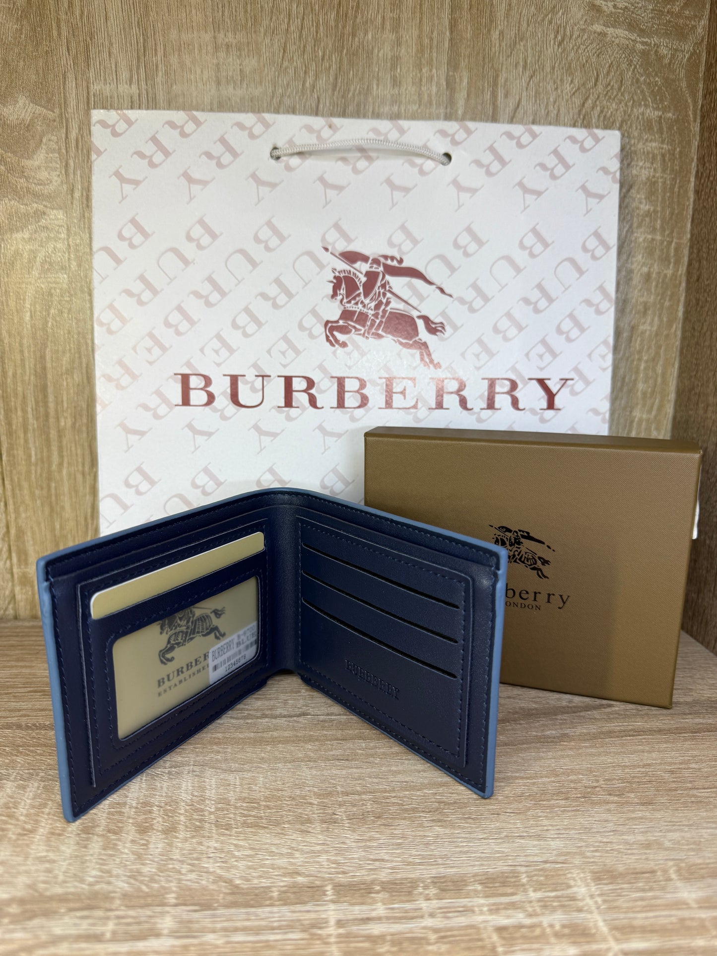 PORTE MONNAIE BURBERRY HOMMES BLEU AVEC SACHET